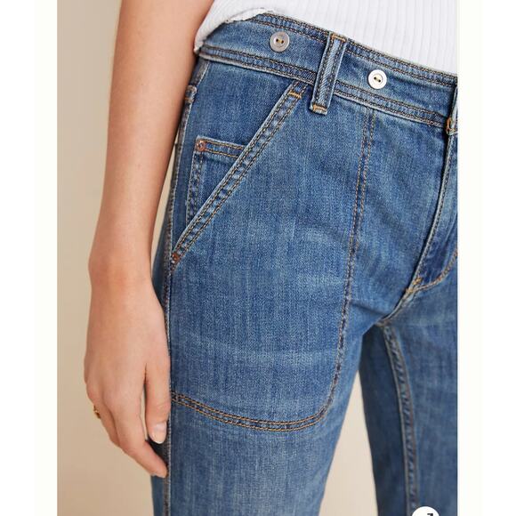 Anthropologie Pilcro Slim Boyfriend Jeans Size 28 Ankle Mid-Rise Patch Pocket - Picture 2 of 12